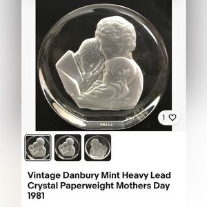 Danbury Mint Clear Crystal Mother-and-Child Paperweight